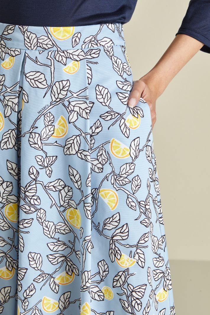Gonna a pieghe in faille  - AZZURRO GIALLO - Fashion Market - 3