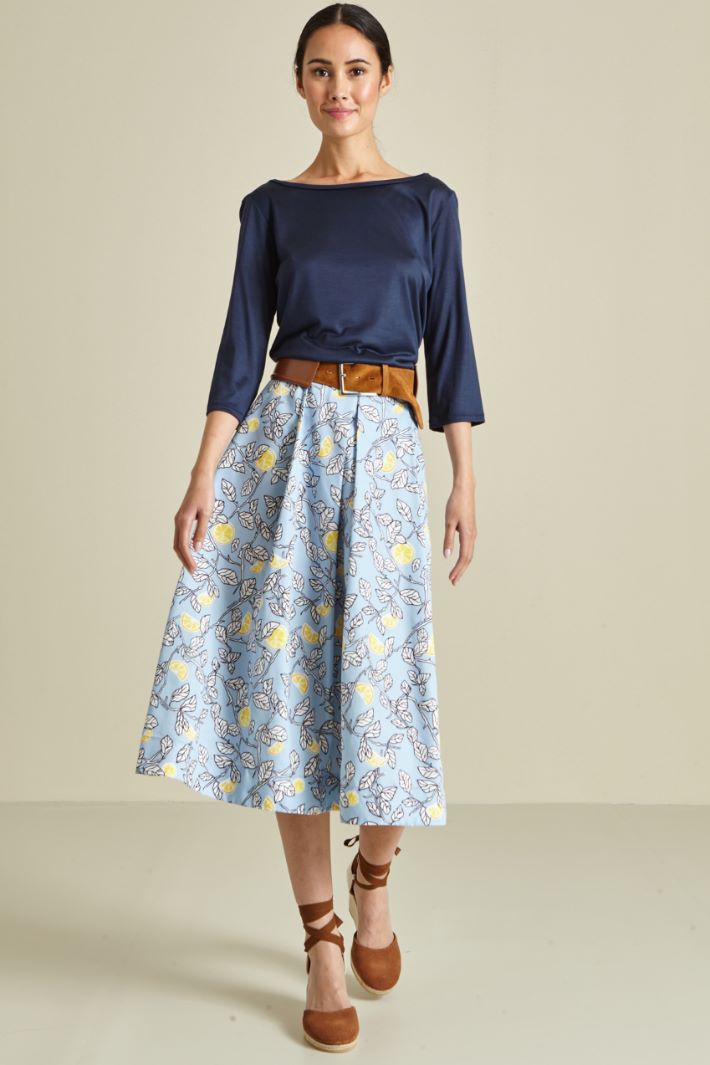 Gonna a pieghe in faille  - AZZURRO GIALLO - Fashion Market