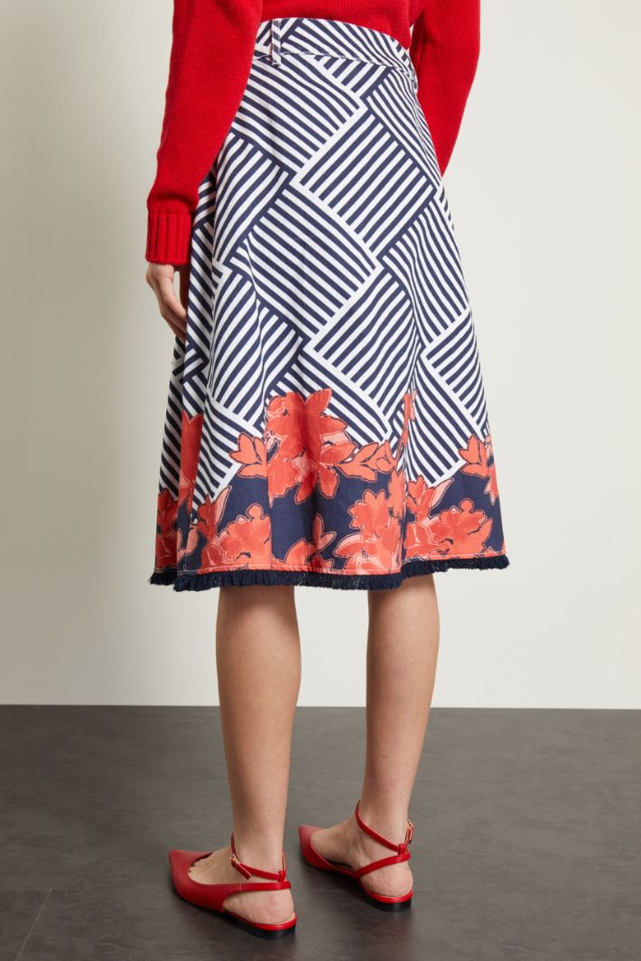 Gonna a pieghe in drill - BLU BIANCO ROSSO - Fashion Market - 4