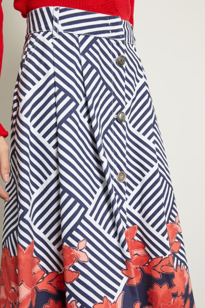 Gonna a pieghe in drill - BLU BIANCO ROSSO - Fashion Market - 3