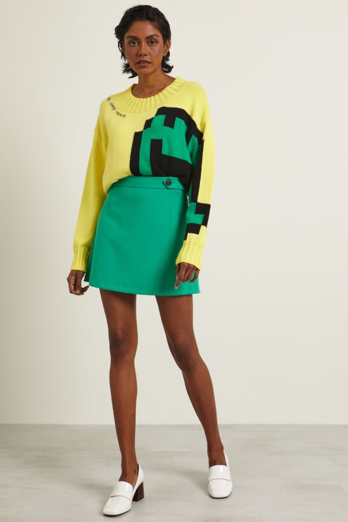 Gonna corta con alamari - VERDE SMERALDO - Fashion Market