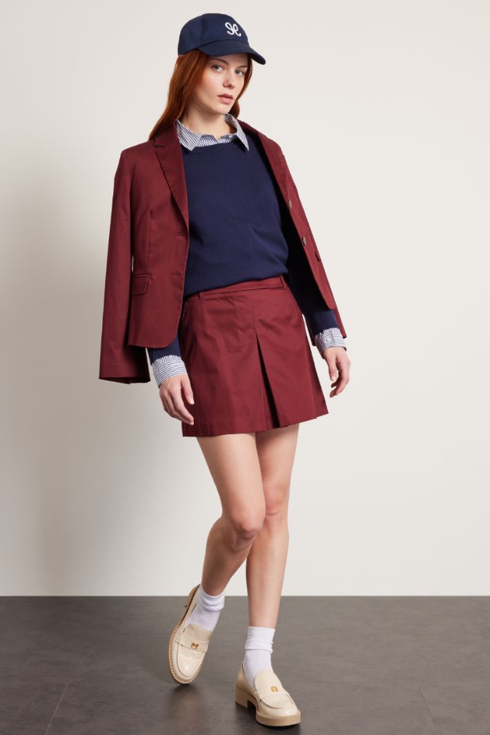 Minigonna in raso di cotone - BORDEAUX - Fashion Market