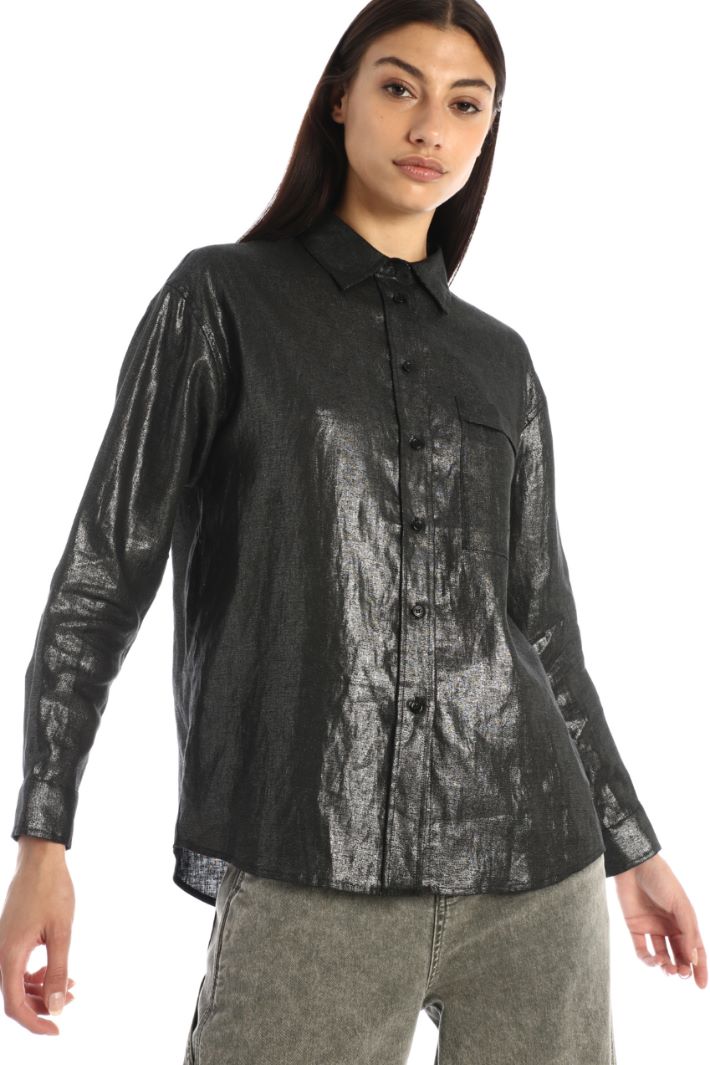 Camicia in lino laminato Fashion Market - 5