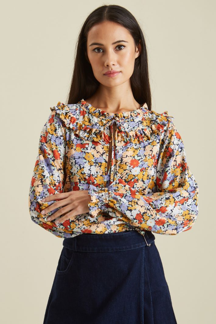 Blusa in georgette con rouches Fashion Market - 2
