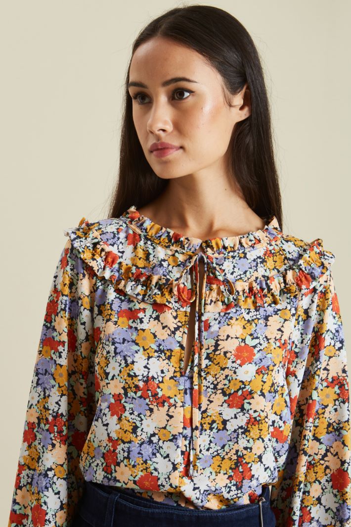Blusa in georgette con rouches Fashion Market - 3
