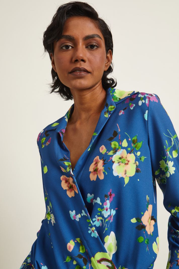 Blusa con incrocio - BLU LIME ORCHIDEA - Fashion Market - 3
