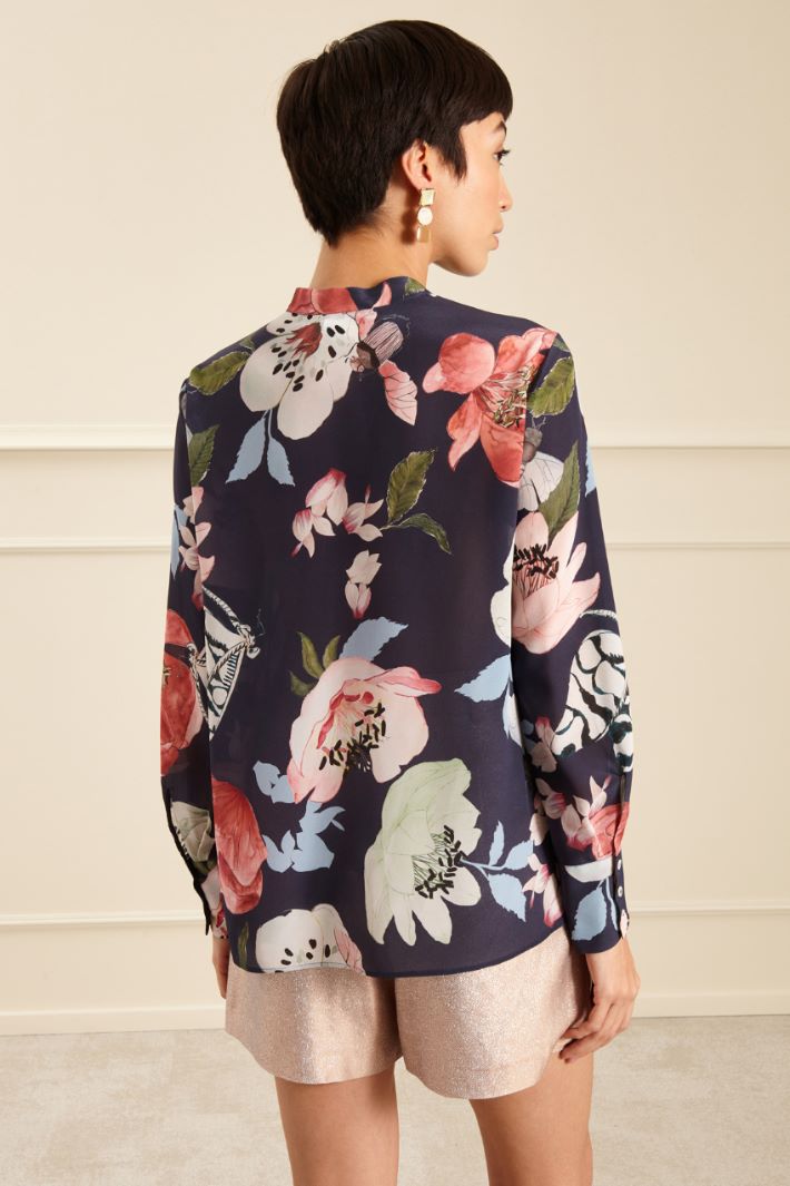 Blusa in crèpe de chine - BLU ROSA - Fashion Market - 4