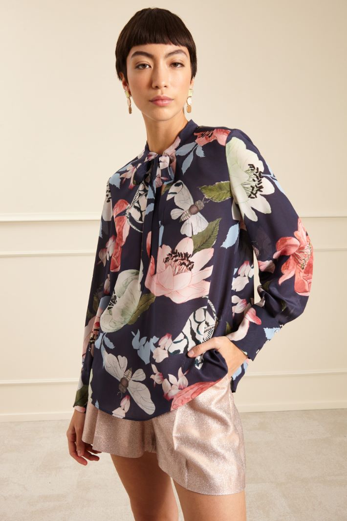 Blusa in crèpe de chine - BLU ROSA - Fashion Market - 2