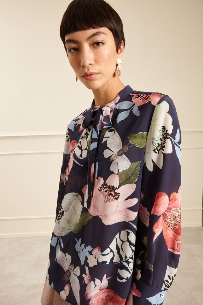 Blusa in crèpe de chine - BLU ROSA - Fashion Market - 3