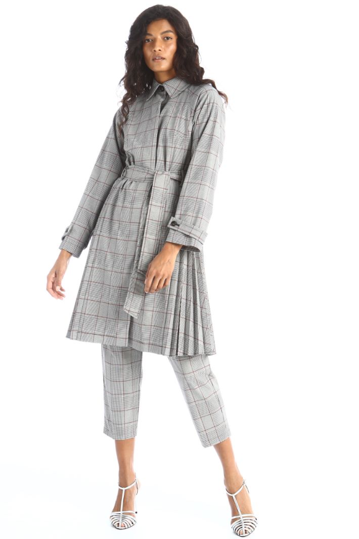 Trench plissettato tinto filo - NERO ROSSO - Fashion Market