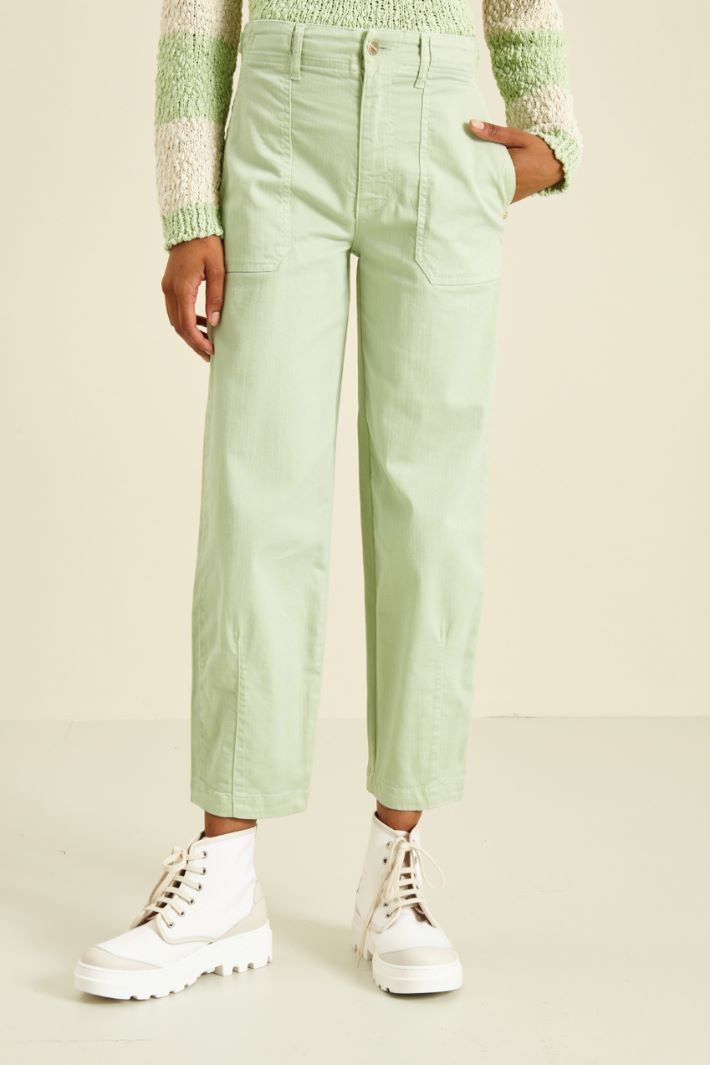 Pantaloni in bull  - VERDE PASTELLO - Fashion Market - 2
