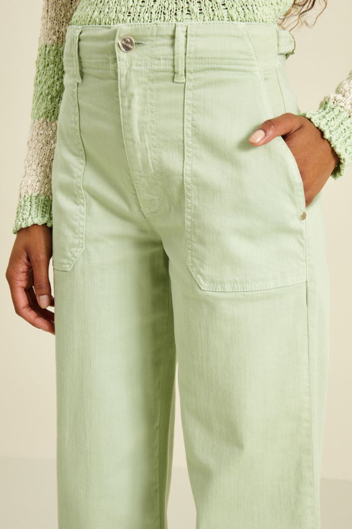 Pantaloni in bull  - VERDE PASTELLO - Fashion Market - 3