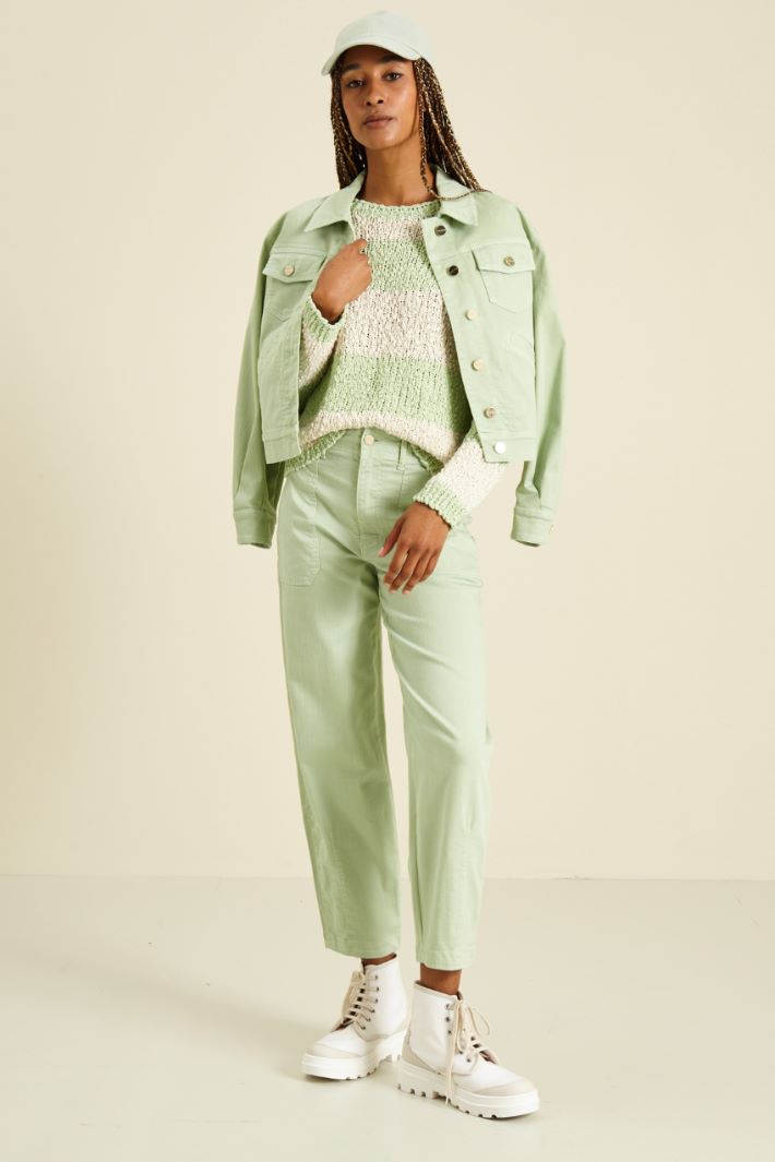 Pantaloni in bull  - VERDE PASTELLO - Fashion Market
