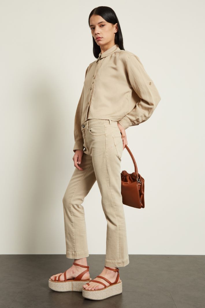 Pantaloni in bull - BEIGE - Fashion Market