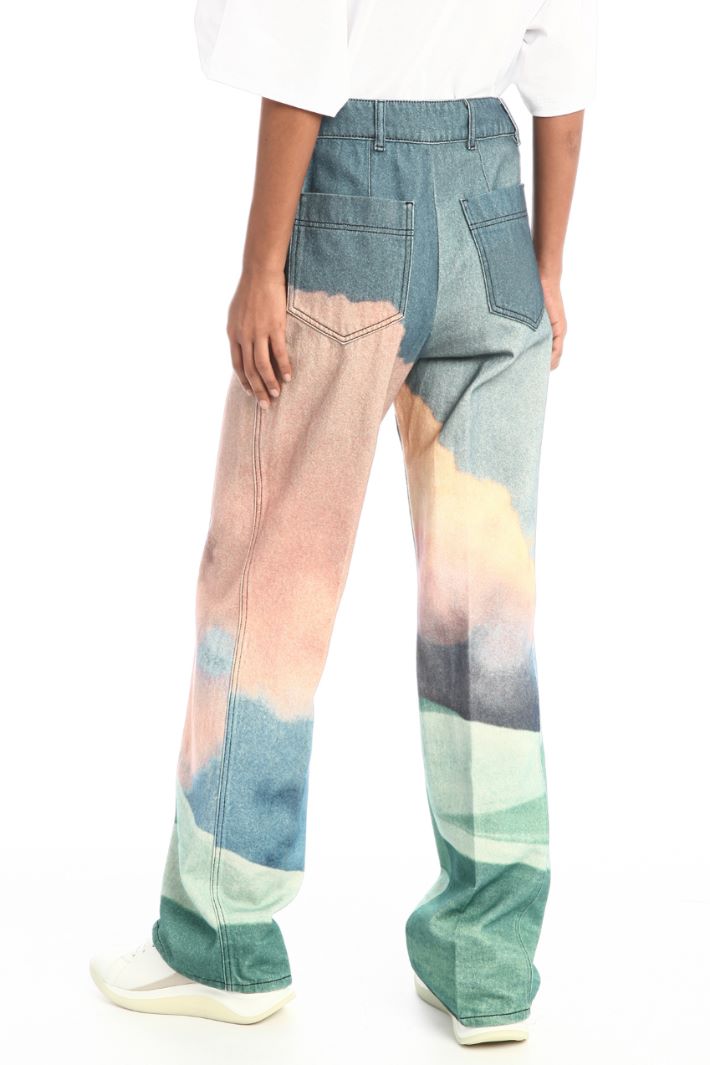 Pantaloni in bull di cotone - AZZURRO ROSA - Fashion Market - 4