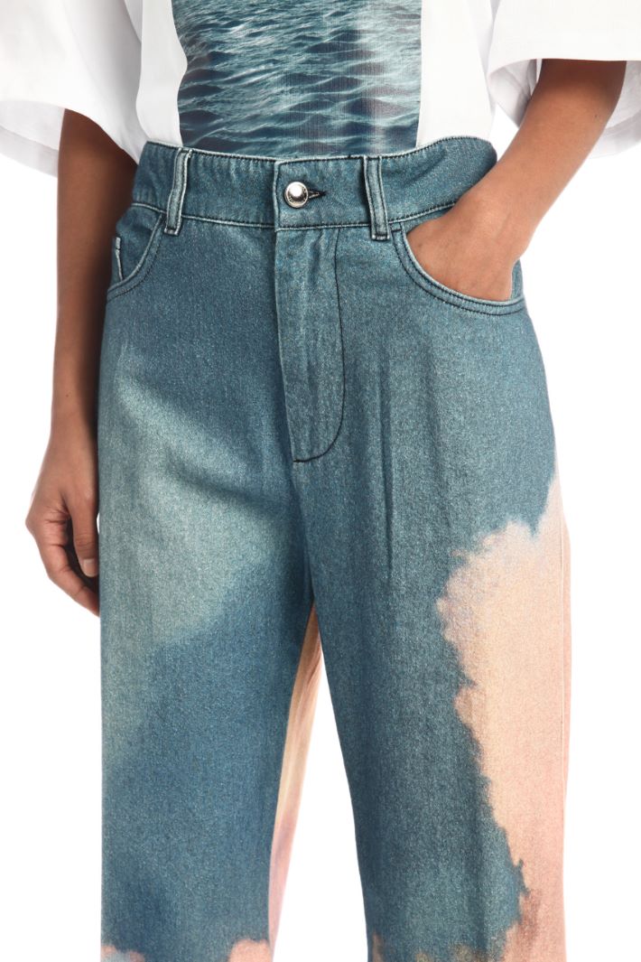 Pantaloni in bull di cotone - AZZURRO ROSA - Fashion Market - 3