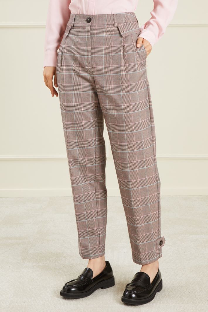 Pantaloni in principe di galles  - BEIGE NERO ROSA - Fashion Market - 2