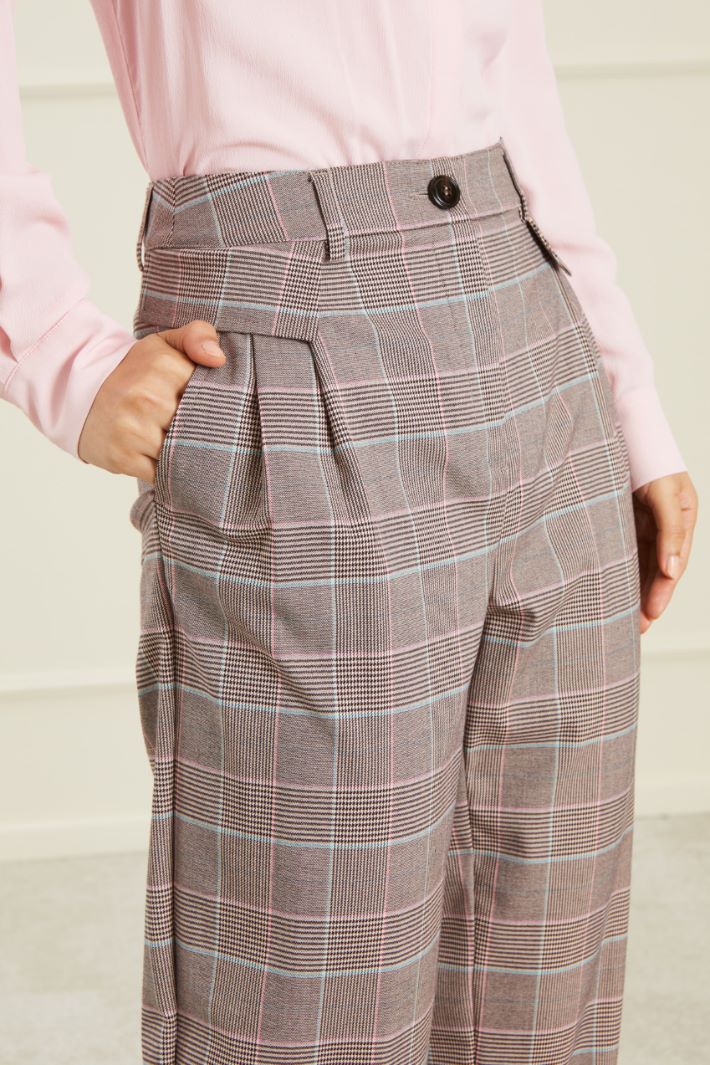 Pantaloni in principe di galles  - BEIGE NERO ROSA - Fashion Market - 3