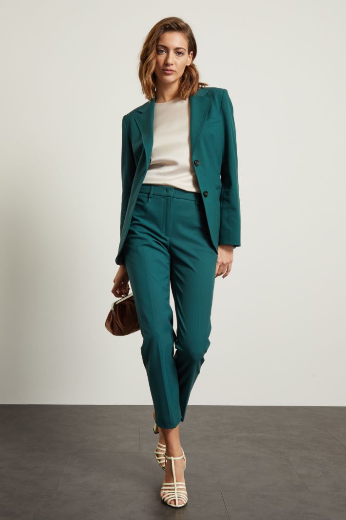 Pantaloni dritti  - VERDE PETROLIO - Fashion Market