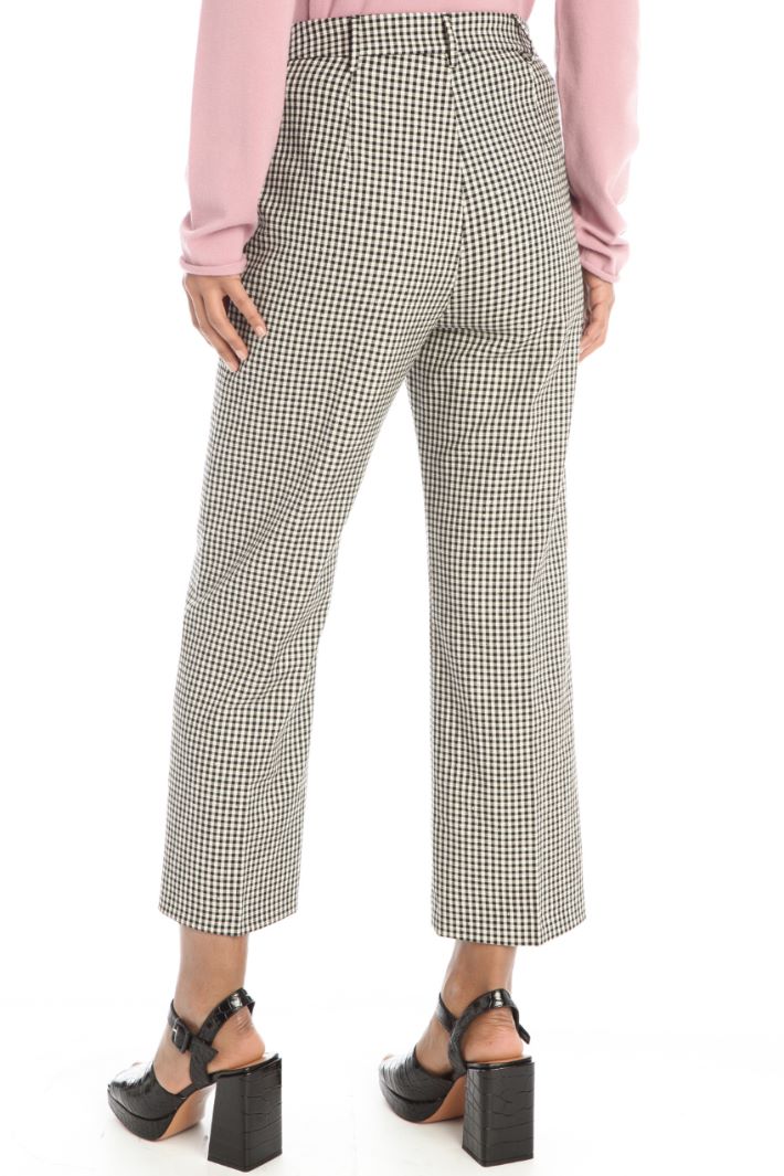 Pantaloni in tinto filo - NERO BIANCO - Fashion Market - 4