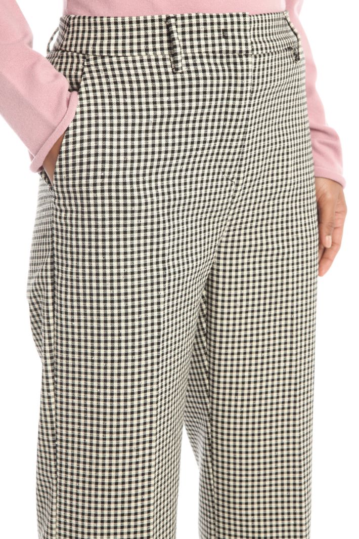 Pantaloni in tinto filo - NERO BIANCO - Fashion Market - 3