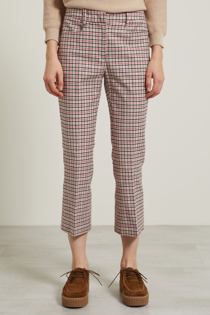 Pantaloni cropped stretch - ROSA BEIGE NERO - Fashion Market - 2