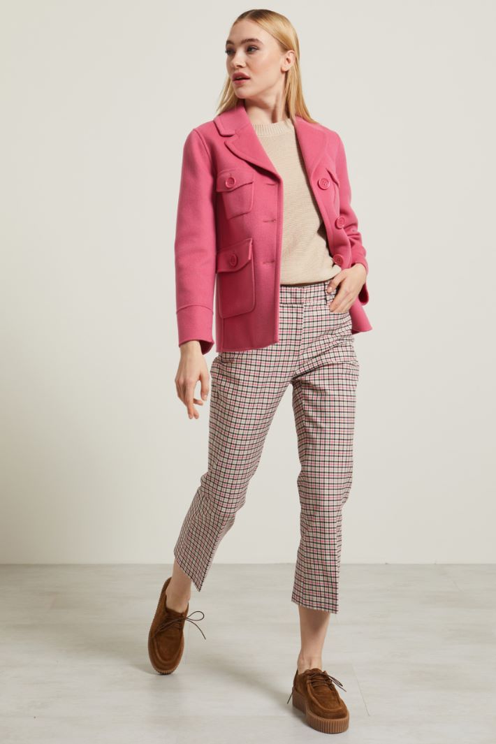 Pantaloni cropped stretch - ROSA BEIGE NERO - Fashion Market