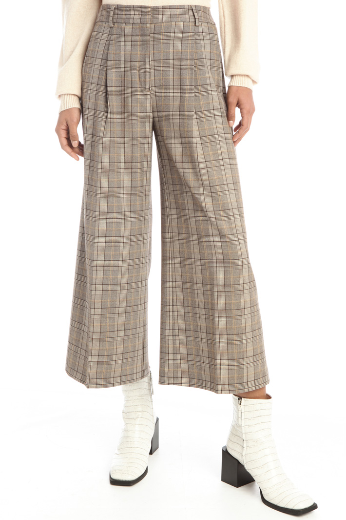 Pantaloni ampi in tinto filo - MARRONE BIANCO - Fashion Market - 5