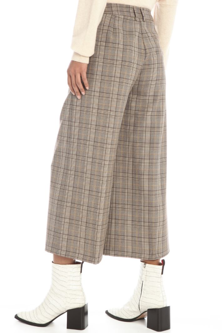 Pantaloni ampi in tinto filo - MARRONE BIANCO - Fashion Market - 4