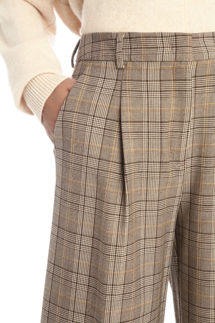 Pantaloni ampi in tinto filo - MARRONE BIANCO - Fashion Market - 3