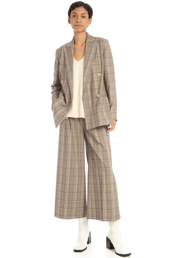 Pantaloni ampi in tinto filo - MARRONE BIANCO - Fashion Market