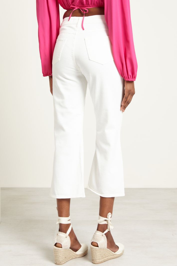 Pantaloni a trombetta in drill - BIANCO - Fashion Market - 4