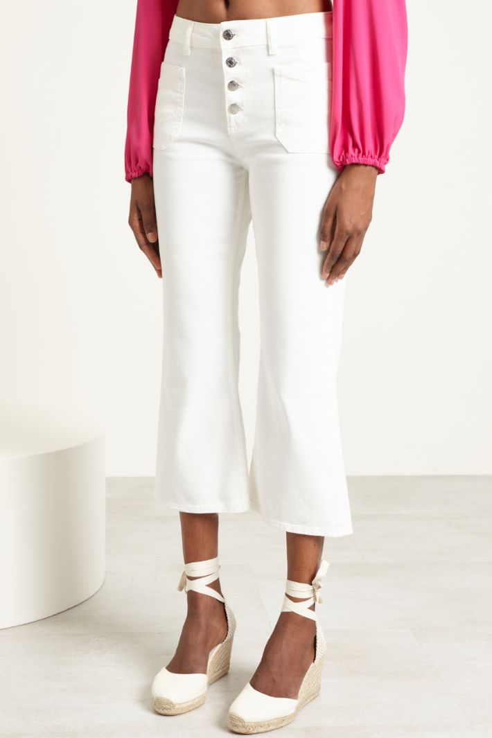 Pantaloni a trombetta in drill - BIANCO - Fashion Market - 2