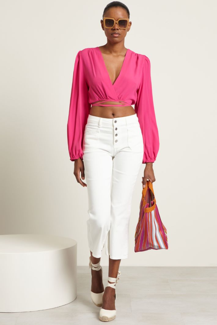 Pantaloni a trombetta in drill - BIANCO - Fashion Market