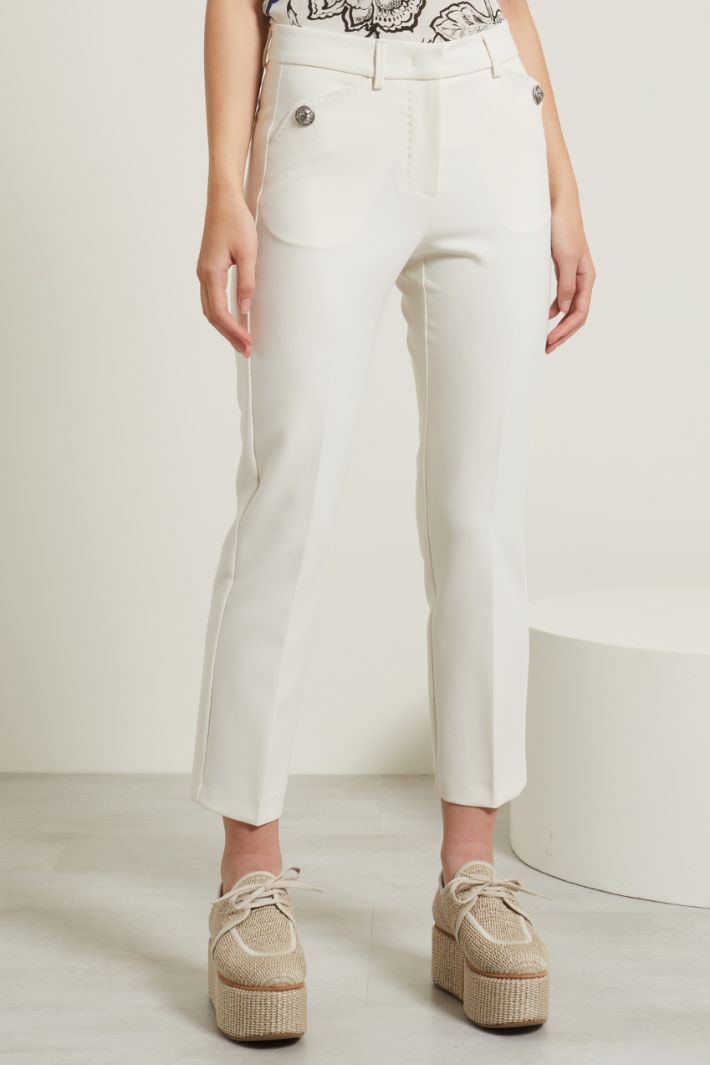 Pantaloni con bottoni - AVORIO - Fashion Market - 2