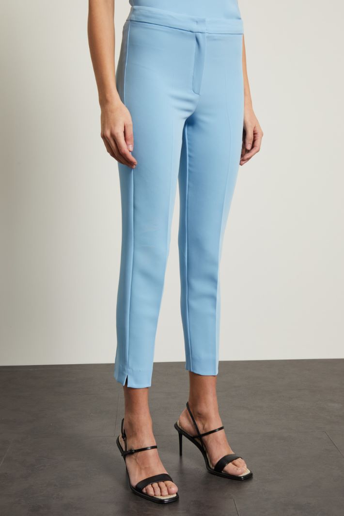 Pantaloni slim in cady - AZZURRO PASTELLO - Fashion Market - 2