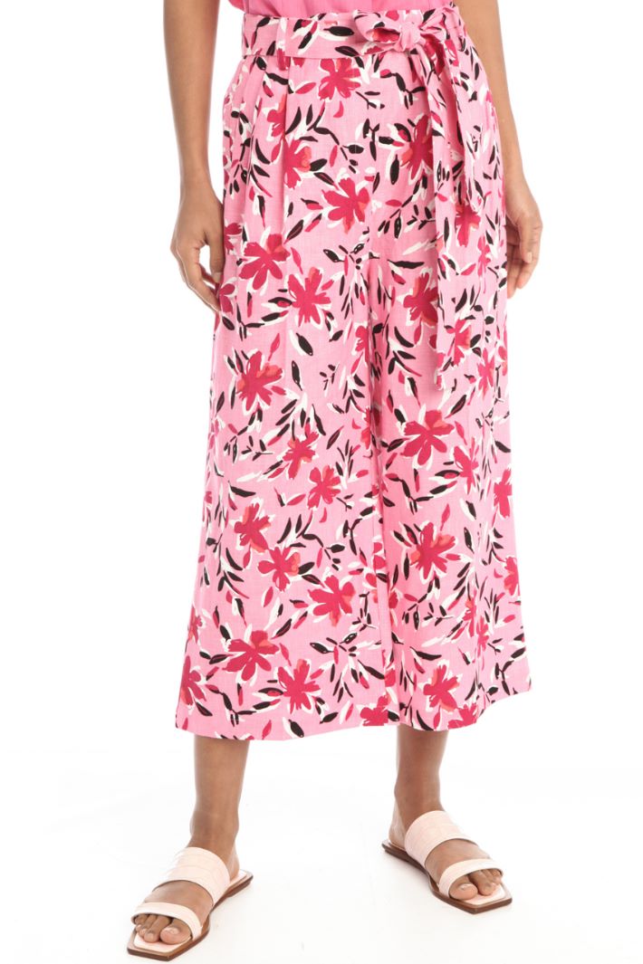 Pantaloni cropped in lino - FUXIA - Fashion Market - 2