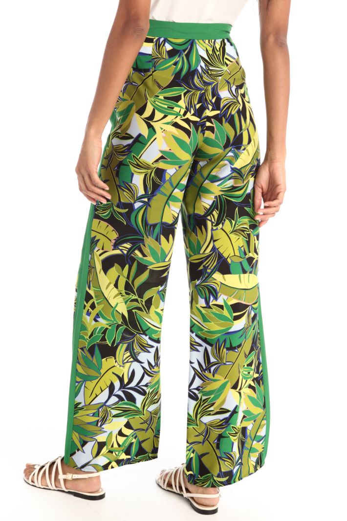 Pantaloni in crêpe a fantasia - VERDE - Fashion Market - 4