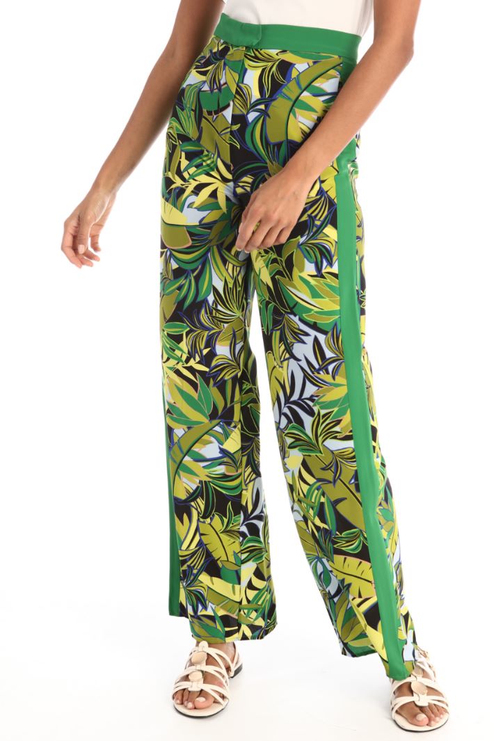 Pantaloni in crêpe a fantasia - VERDE - Fashion Market - 2