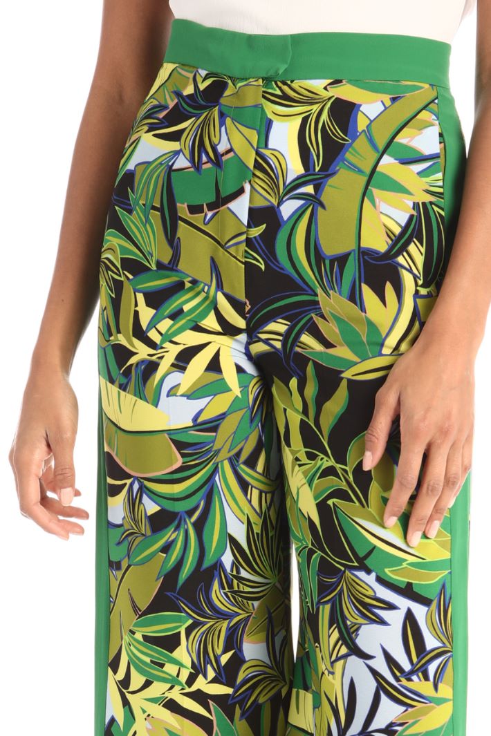 Pantaloni in crêpe a fantasia - VERDE - Fashion Market - 3
