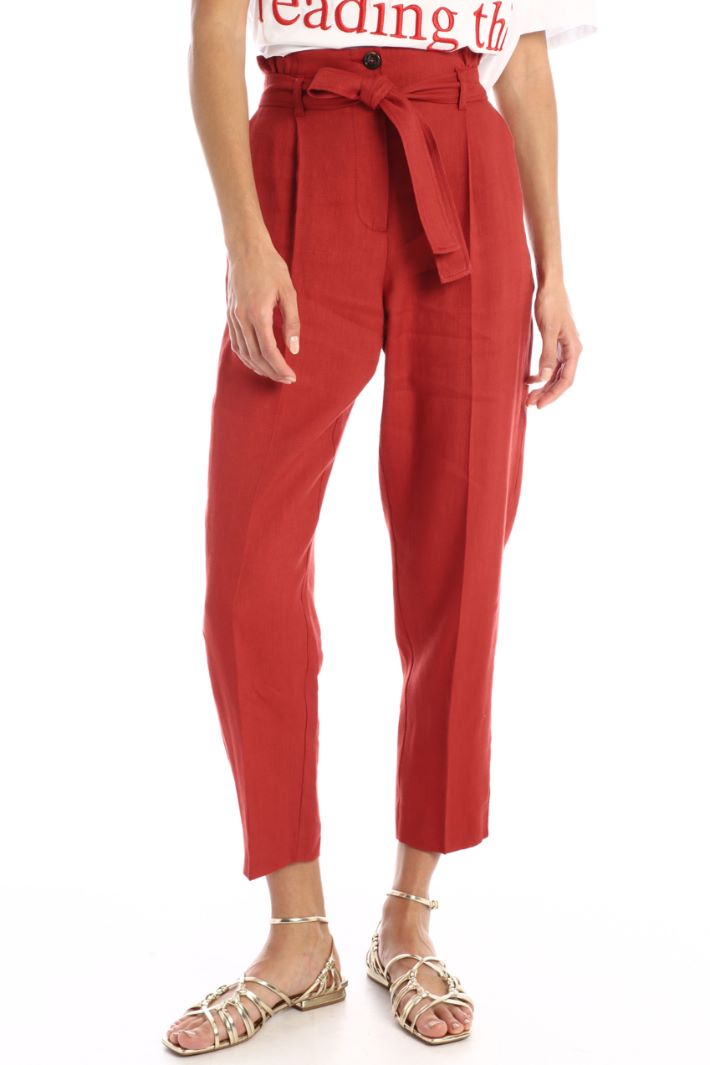 Pantaloni carrot con cintura - ROSSO - Fashion Market - 5