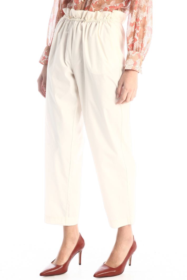 Pantaloni baggy in popeline - AVORIO - Fashion Market - 2