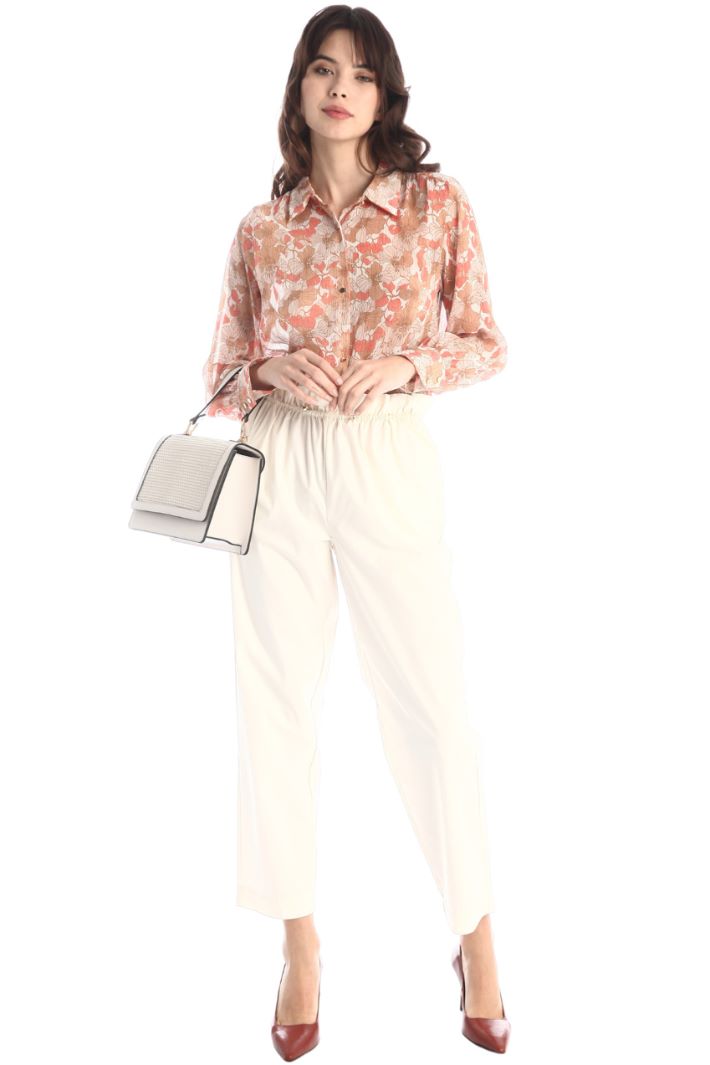 Pantaloni baggy in popeline - AVORIO - Fashion Market