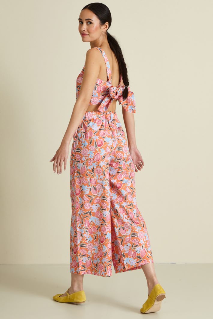 Pantaloni cropped in cotone - ARANCIO AZZURRO - Fashion Market - 4