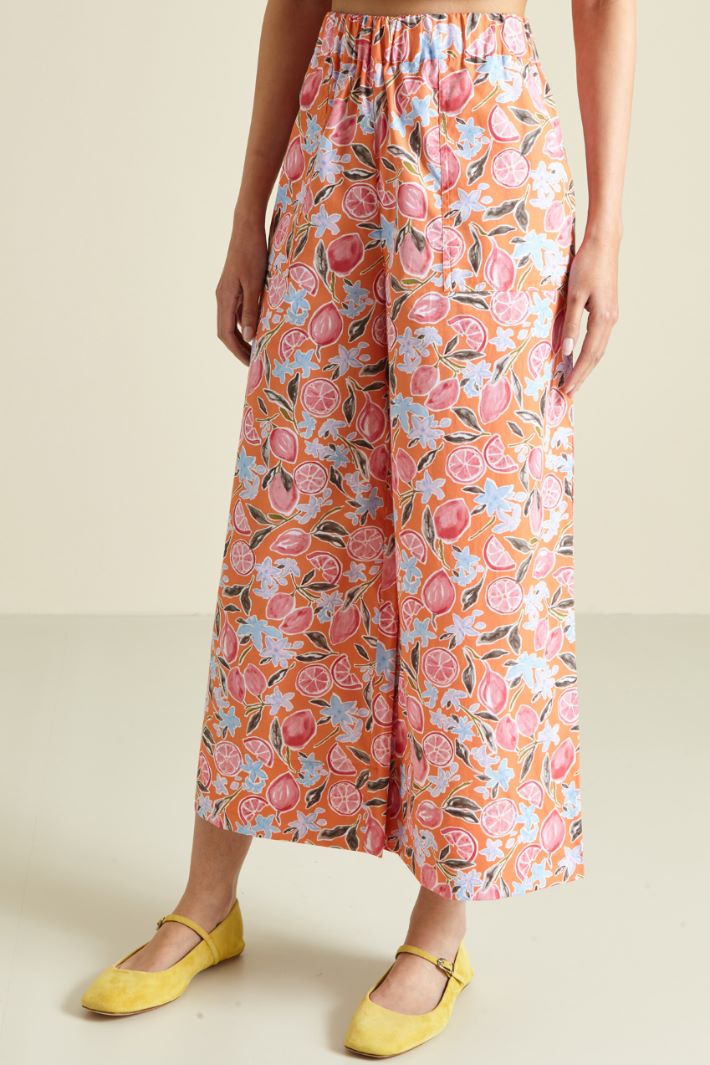Pantaloni cropped in cotone - ARANCIO AZZURRO - Fashion Market - 2