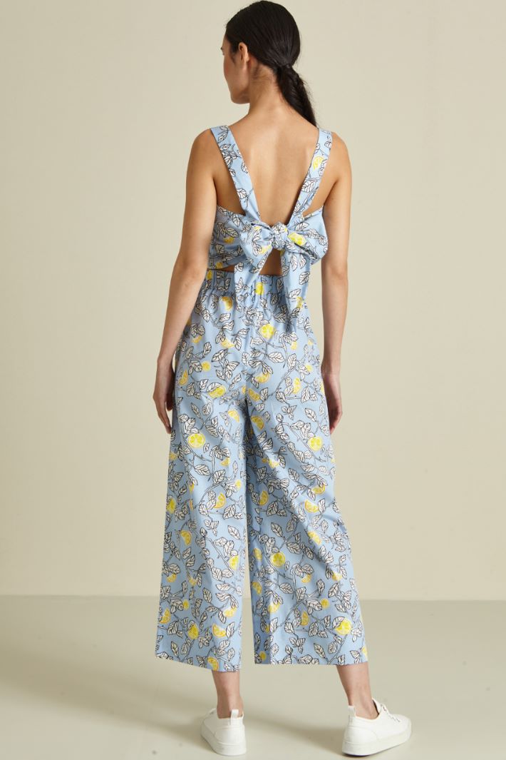 Pantaloni cropped in cotone - AZZURRO GIALLO - Fashion Market - 4