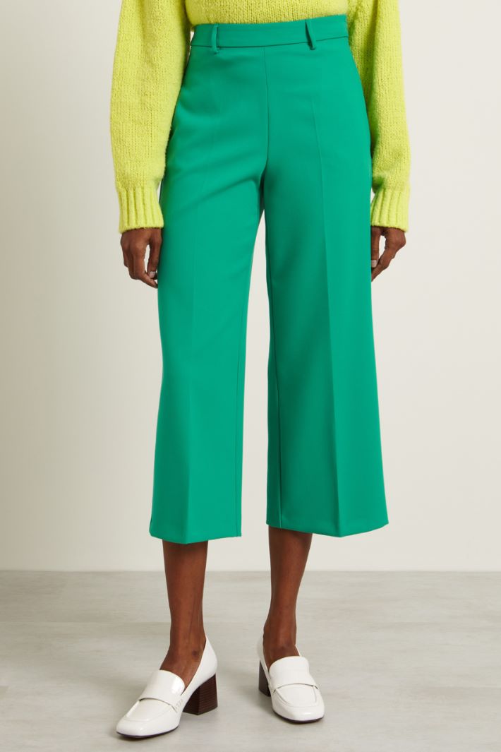 Pantaloni cropped flare - VERDE SMERALDO - Fashion Market - 2