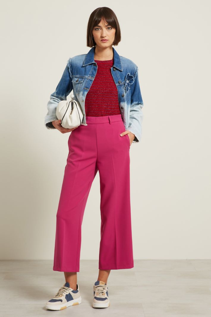 Pantaloni cropped flare - FUCSIA - Fashion Market