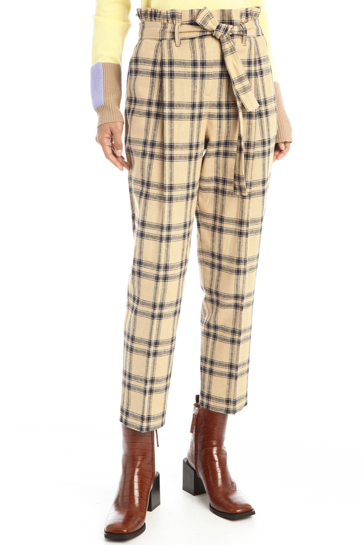 Pantaloni carrot in tela - BEIGE NERO - Fashion Market - 5