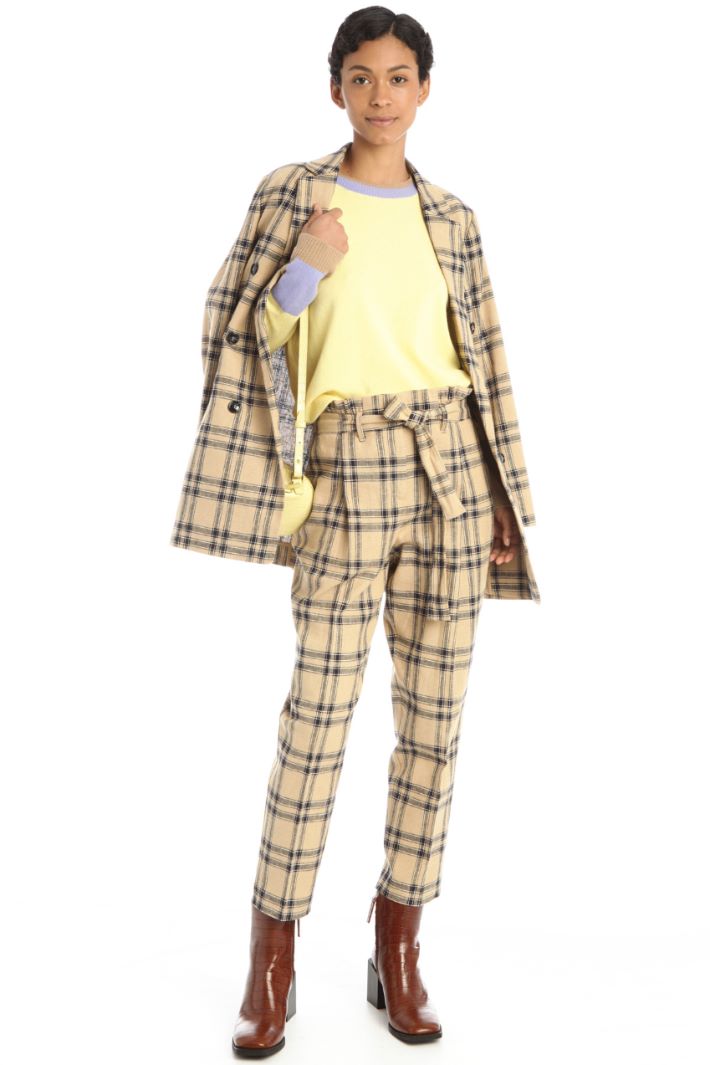 Pantaloni carrot in tela - BEIGE NERO - Fashion Market
